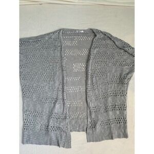 Hotouch Womens XXL Gray Open Front Cardigan Pointelle Knit Lightweight Oversized